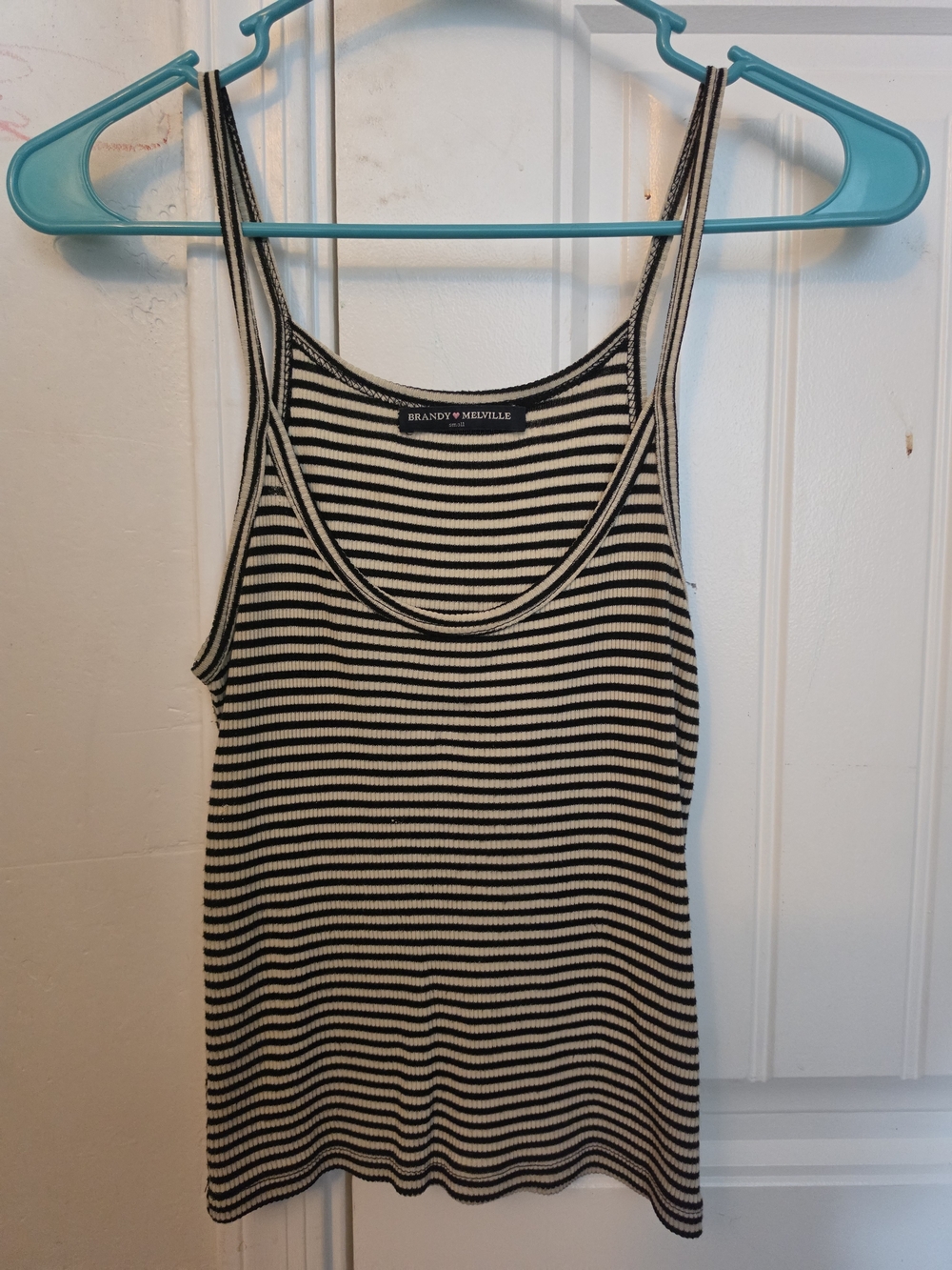 Brandy Melville Black & White Striped Scoop Neck Tank